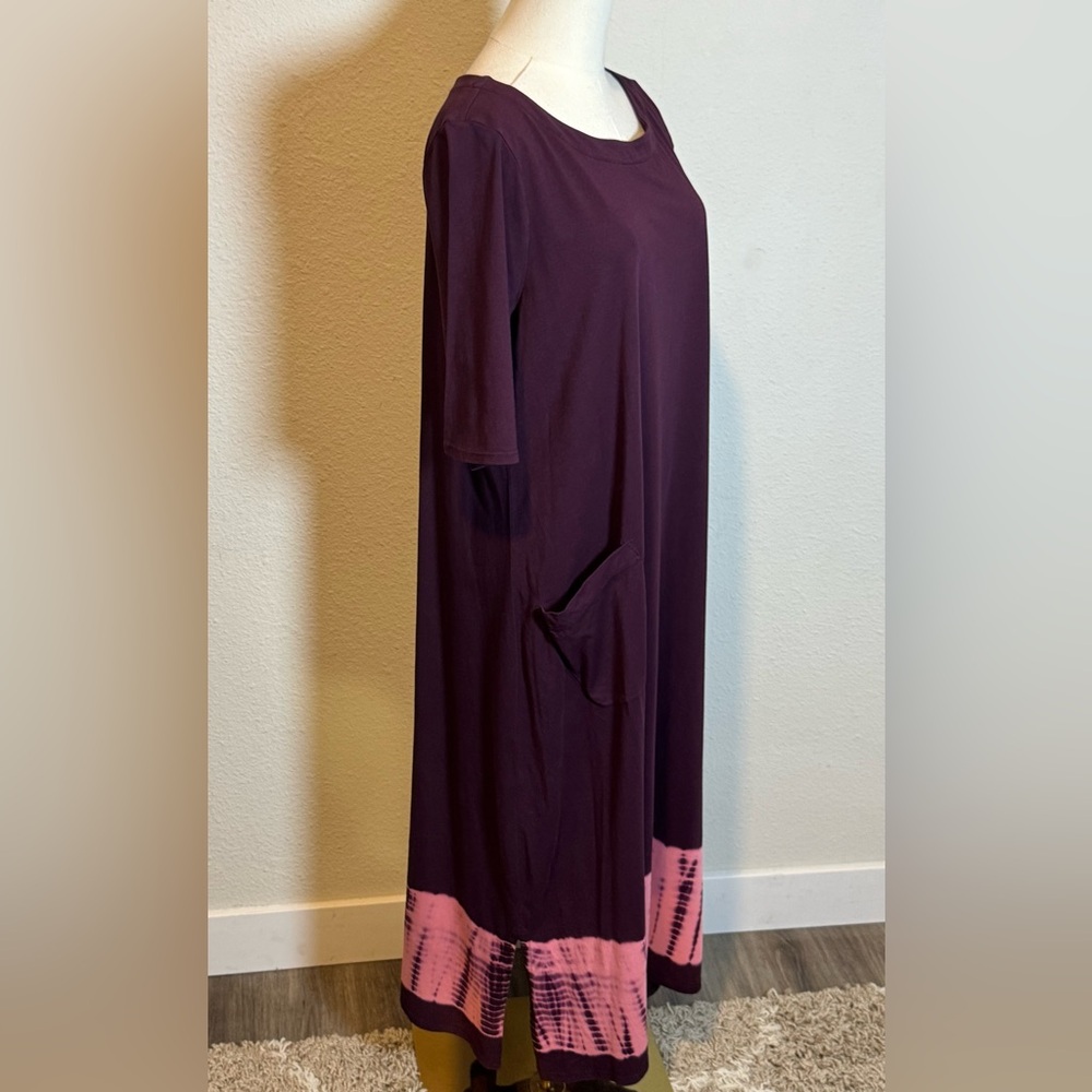 NWT J. Jill Pure Jill Tie-Dye Border Midi Dress Acai Multi size Large Tall - Picture 4 of 13